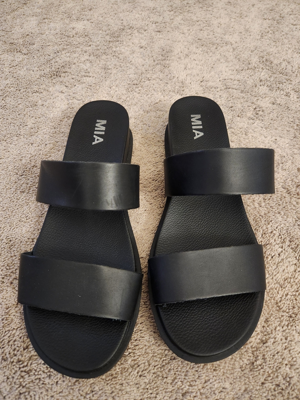 MIA Black Double-Strap Slide Sandals Size 8.5